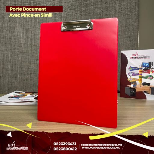 Porte documents avec pince en simili